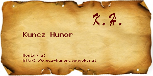 Kuncz Hunor névjegykártya